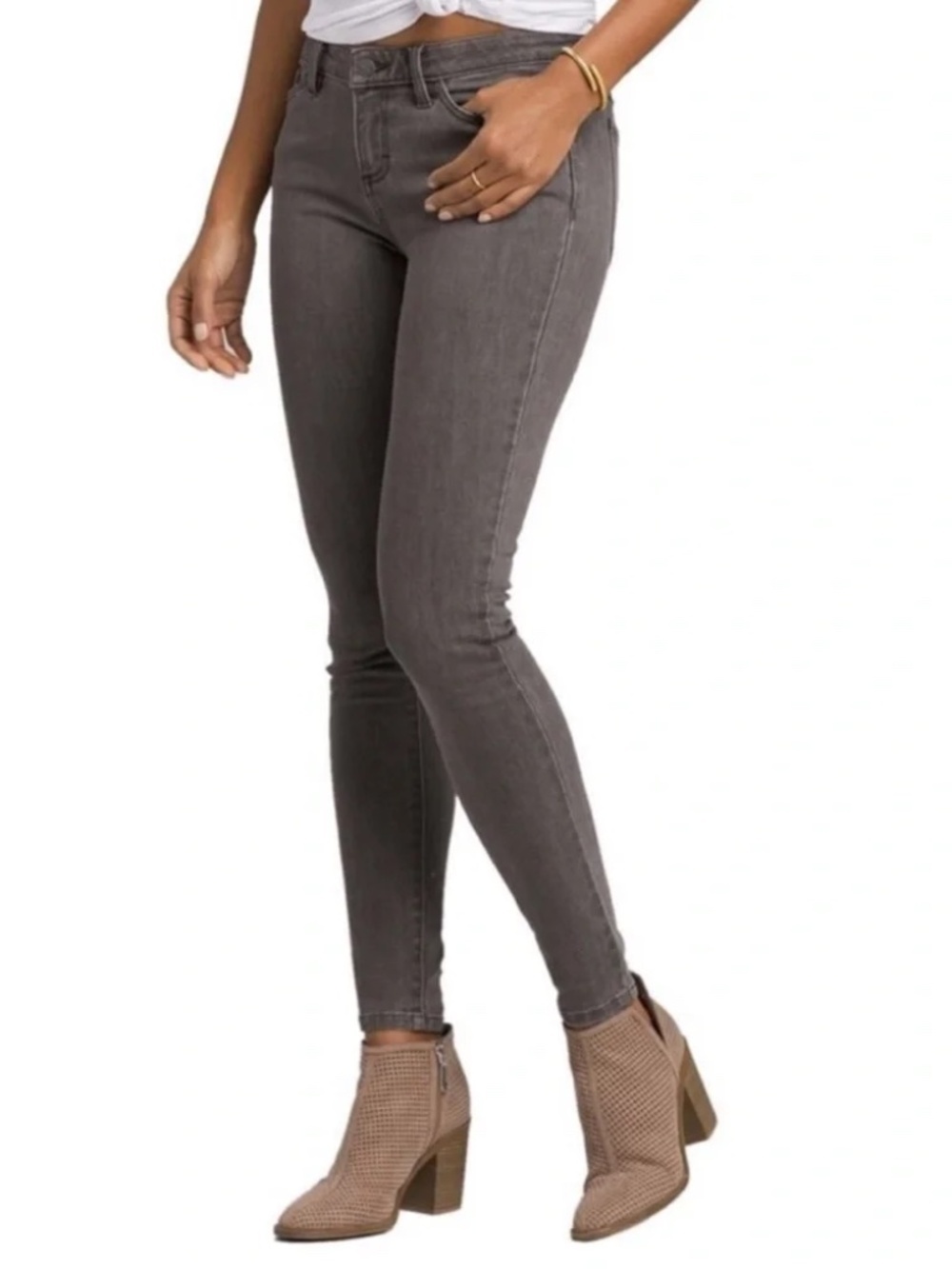 Prana London Jeans Organic Cotton Mid-Rise Stretch Denim Gray Wash Size 10 / 30